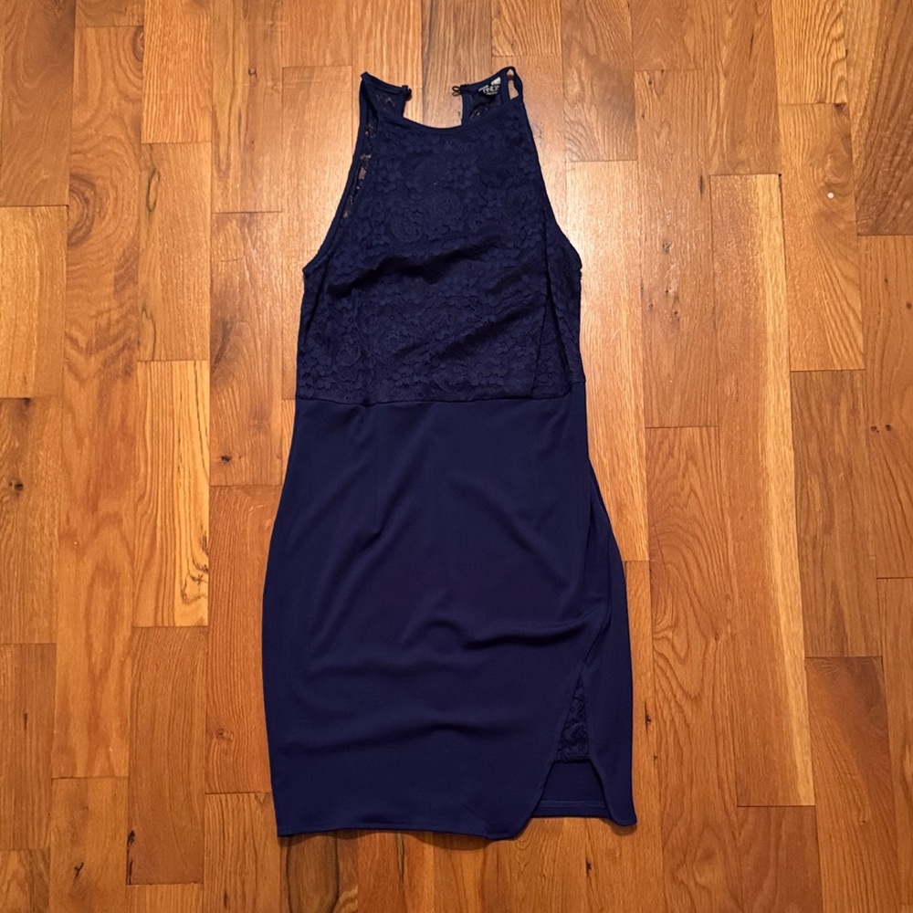 Elegant Navy Blue Lace Dress